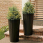 23.6" H Tall Planters for Outdoor Plants, 2 Pack Large Outdoor Planters for Porch Decor with Automatic Drainage Hole, Plastic Stripe Design Flower Pots Fits Indoor Plants Patio Garden, Black