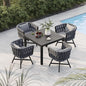 Grand patio 5-Piece Outdoor Dining Set for 4, Patio Dining Furniture Set for 4 Swivel Rope Wicker Chairs & 1 Expandable Rectangular Dining Table, Dark Gray