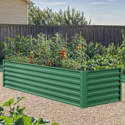 YITAHOME 6x3x2ft 2pcs Large Raised Garden Bed Kit, Galvanized Metal Planter Box with Gloves, Ground Nails, Support Rod, Outdoor Above Ground Planters for Plants Vegetables Flowers, Green
