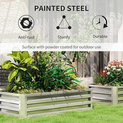 Outsunny Galvanized Raised Garden Bed, 4' x 2' x 1' Metal Planter Box, for Growing Vegetables, Flowers, Herbs, Succulents, Silver