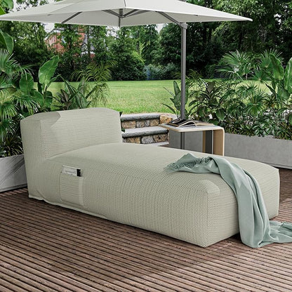 Outdoor Bean Bag Lounger Chair, Big Comfy Outdoor Daybed for Sunbathing and Tanning - Water-Resistant Patio Chaise and Pool Sun Lounger Furniture for Beach Deck (Sage Green)