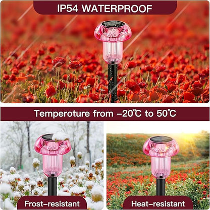 Easter Solar Pathway Lights Outdoor Decorative 8 Pack, 4 color LED Mushroom Solar Lights Outdoor Waterproof Solar Powered Decor for Yard Driveway Patio, Valentines Day Halloween Christmas Garden Decor