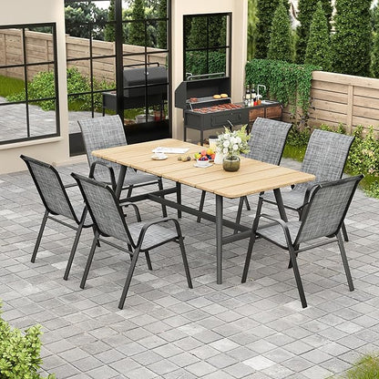 Stackable Patio Dining Chairs, Set of 4 in Grey Textilene Mesh