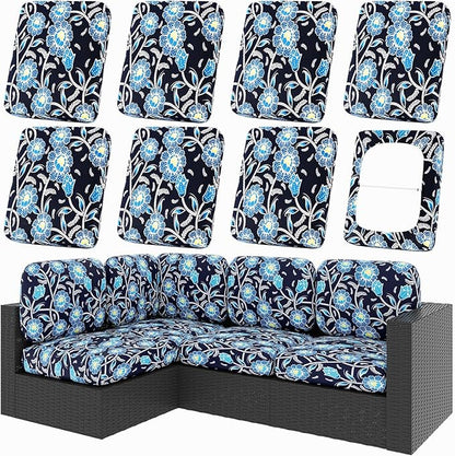 Cushion Covers, 8-Piece Stretch Set in Bluebell