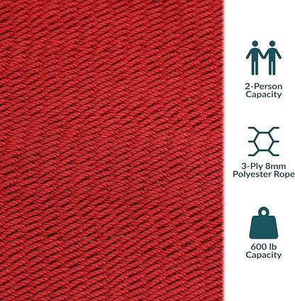 Sunnydaze Soft-Spun Polyester Rope Double Hammock for Outside - 600-Pound Weight Capacity Extra Large Hammock - Red