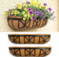 LaLaGreen 30 Inch, 2 Pack Window Boxes Planters – Black Metal Window Boxes for Outdoor Plant, Wall Mount Flower Pot with Coco Coir Liner, Attach to House Fence Balcony Herb for Patio Porch Garden