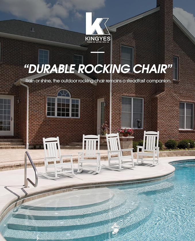 Rocking Chairs, Set of 2, HDPE Outdoor, Ivory White