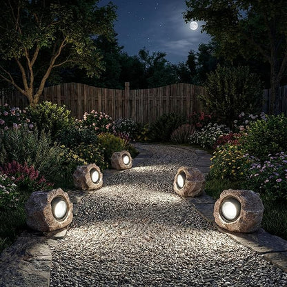 2 Pack Solar Rock Lights, Outdoor Decorative Garden Spotlights for Pathway, Walkway, Yard, Landscape, Patio