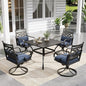Sophia and William Swivel Outdoor Patio Dining Set for 4, Outdoor Table and Chairs, Removable Seat Cushions, Black 37" Patio Dining Table,Blue