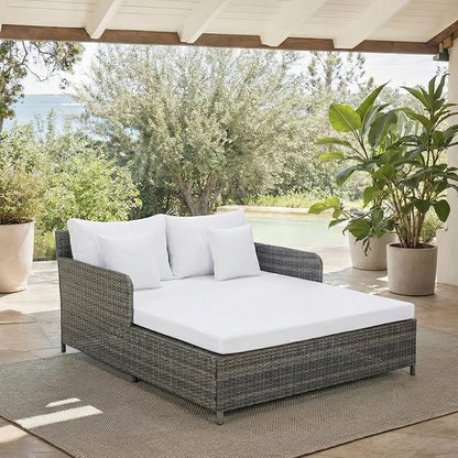 Safavieh Outdoor Collection Cadeo Grey Brown/White Cushion Daybed PAT7500C