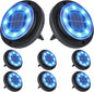 Flacchi Solar Lights Outdoor - Solar Powered Ground Lights Outdoor Solar Disk Light Waterproof Landscape Light for Patio Yard Pathway Walkway Driveway (Blue, 8 Pack)