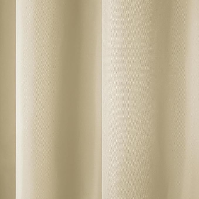 TOWN & COUNTRY BASICS Cabana Solid Heavyweight Indoor Outdoor Curtains, Light Filtering Opacity with Grommet Top, Water Repellent, 54"x96", Natural (Pack of 12)