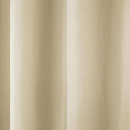 TOWN & COUNTRY BASICS Cabana Solid Heavyweight Indoor Outdoor Curtains, Light Filtering Opacity with Grommet Top, Water Repellent, 2-Pack Set, 54"x108", Natural