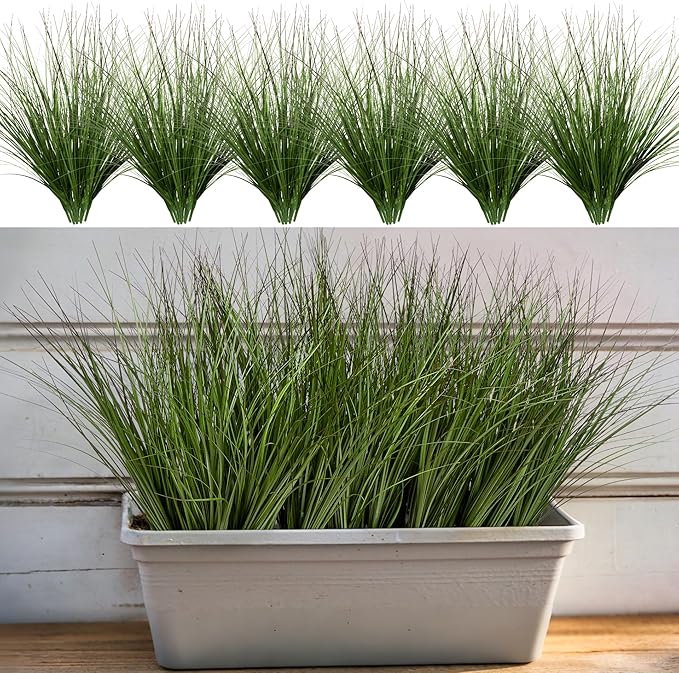Artificial Plants Greenery: 48 Pack Green Plastic Wheat Grass, 17.3 Inch