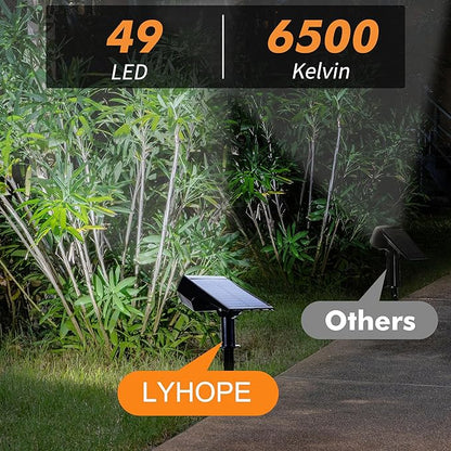 LYHOPE Solar Spot Light Outdoor, 49 LED Lights for Outside, 2 Modes Solar Powered Spotlights, Waterproof Pathway Light for Garden Yard Walkway Driveway Landscape Decorations (4 Pack-Cool White)