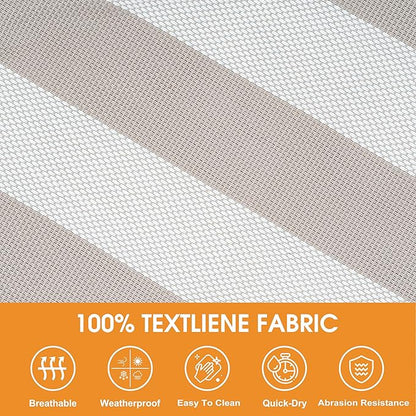 Lazy Daze Hammocks Quick Dry Hammock with Spreader Bar Textliene Fabric Double 2 Person Hammock with Chains Outdoor Patio Poolside Backyard Beach 450 lbs Capacity, Beige White Stripes