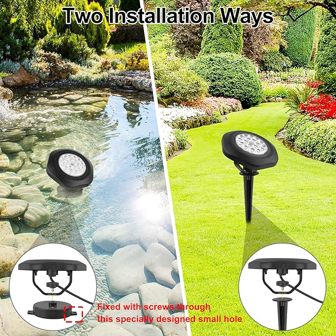 Solar Pond Lights, 18 LED Super Bright RGB LED Underwater Spotlights Color Changing Submersible Pond Light IP68 Waterproof Fountain Lights for Fish Aquarium Tank Garden Yard Pool (5-in-1)