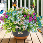 Faux Artificial Plants Flowers for Outdoor Planters Spring Summer Decor 16 Bundles Fake Eucalyptus Silk Daisy UV Resistant Realistic Used for Outside,Home,Front Porch,Patio,Yard Decorations
