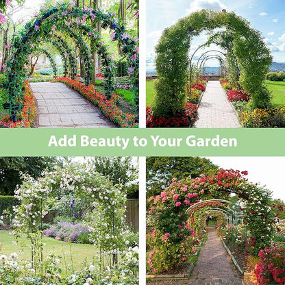 RUBFAC 94" Metal Garden Arch Trellis for Climbing Plants Outdoor, Garden Arbors and Arches, Halloween Archway for Pumpkin Balloon Rose Vines Wedding Christmas Birthday Party Decorations, Army Green