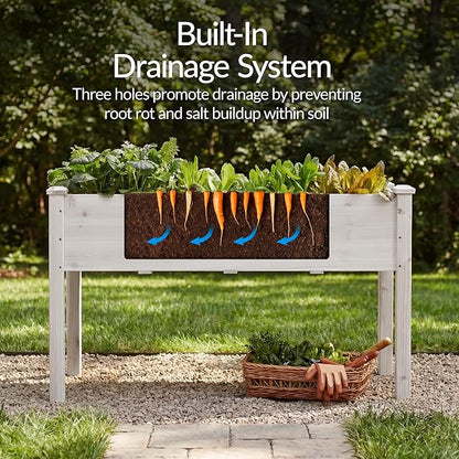 Best Choice Products 48x24x30in Raised Garden Bed, Elevated Wood Planter Box Stand for Backyard, Patio, Balcony w/Bed Liner, 200lb Capacity - White