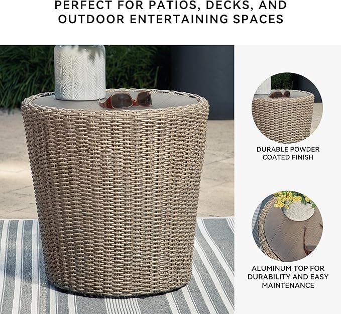 Signature Design by Ashley Danson Bohemian Outdoor End Table, Light Brown