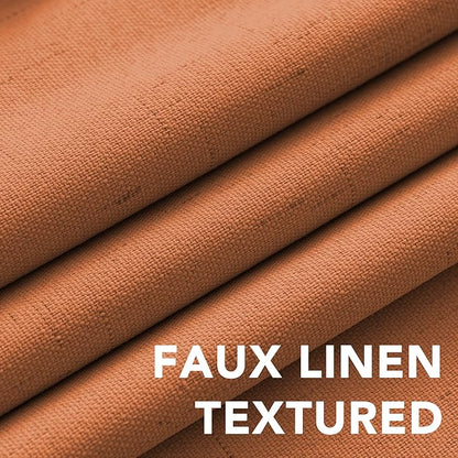 H.VERSAILTEX 100% Blackout Curtains for Bedroom Thermal Insulated Linen Textured Curtains Heat and Full Light Blocking Drapes Living Room Curtains 2 Panel Sets, Orange, 52x108 Inch