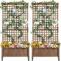 Yaheetech 72" H Garden Planter with Trellis for Vine Climbing Horticultural Plants, Outdoor Raised Box with Drainage Holes, Raised Garden Bed for Flowers, Dark Brown, 2pcs