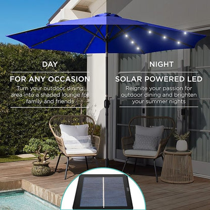 Best Choice Products 10ft Solar Polyester LED Lighted Patio Umbrella w/Tilt Adjustment and UV-Resistant Fabric