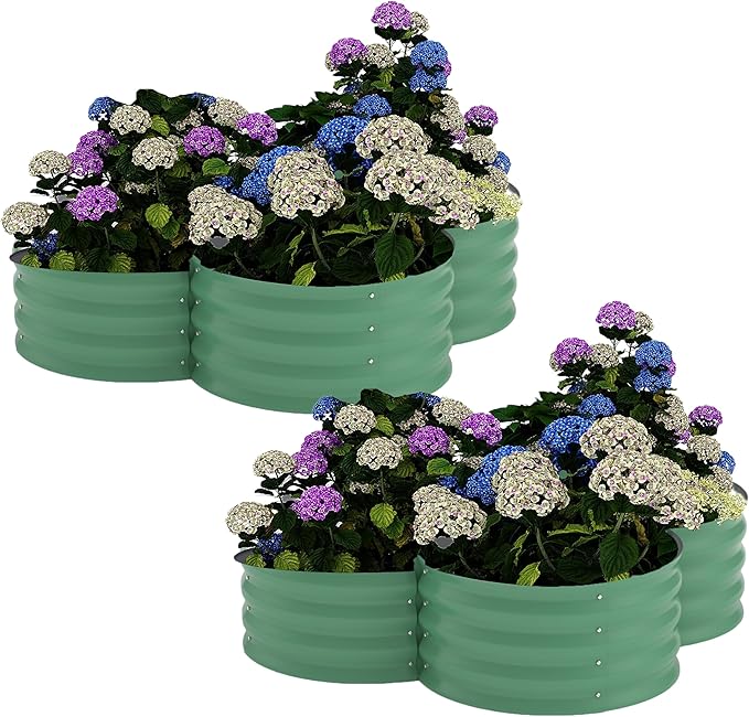Garvee 2 Pack Galvanized Raised Garden Bed, Outdoor Planter Box with Open Base for Herbs, Veggies & Flowers. Rust-Resistant Raised Garden Beds, Ground-Connected Design for Deep Root Growth