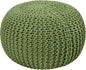 COTTON CRAFT Round Dori Pouf - Cotton Braid Cord Cable Knitted Ottoman - Foot Stool - Footrest - Floor Pouf - Accent Furniture - Woven Ottoman - Bean Bag - Living Room Dorm - 20 Dia x 14 High - Sage