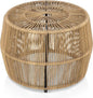 Furniture of America Ysar Boho Rattan Round Coffee Table Outdoor with Metal Frame, All-Weather and Rust Resistant, Handcrafted Coastal Furniture for Patio, Poolside, Garden, Yard, Natural Brown