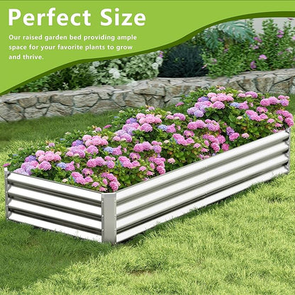 2PCS 8x2x1FT Galvanized Raised Garden Bed, Galvanized Planter Raised Garden Boxes Outdoor, Large Metal Raised Garden Beds for Vegetables-Silver
