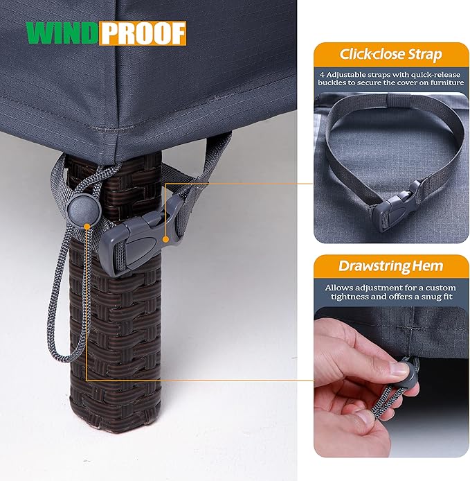 F&J Outdoors Patio Furniture Covers Waterproof UV Resistant Rip-stop Fabric - Image 6