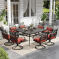 Sophia and William Swivel Outdoor Patio Dining Set for 8, Outdoor Table and Chairs, Removable Seat Cushions, Black 37" Patio Dining Table,Red