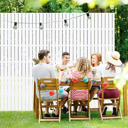 Casaphoria Metal Privacy Screen Outdoor, 72" H x 47" W Freestanding Decorative Privacy Screen for Patio Deck Balcony Garden with Stable Base, White-Fence