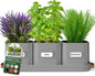 volila Herb Planter Indoor - Set of 3 Grey Indoor Herb Garden Pots for Plants with Leather Handled Tray - Window Sill Plant Shelf - Herb Pots with Drainage Holes and Labels