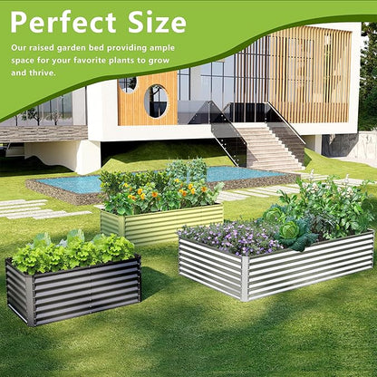 4x2x2FT Galvanized Raised Garden Bed,Galvanized Planter Boxes Outdoor, Large Metal Raised Garden Beds for Vegetables-Silver