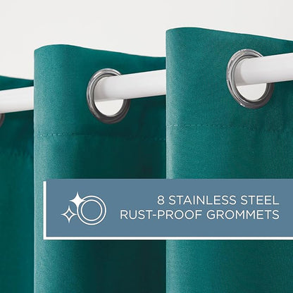 TOWN & COUNTRY BASICS Cabana Solid Heavyweight Indoor Outdoor Curtains, Light Filtering Opacity with Grommet Top, Water Repellent, 2-Pack Set, 54"x96", Dark Teal