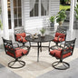 Sophia and William Swivel Outdoor Patio Dining Set for 4, Outdoor Table and Chairs, Removable Seat Cushions, Black 42" Round Patio Dining Table,Red