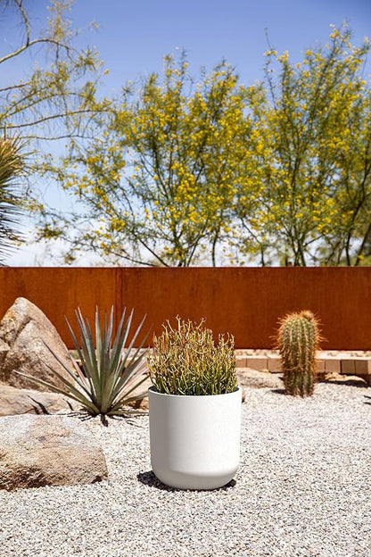 Veradek Mason Series Lima Planter - Round Planter for Indoor or Outdoor Porch/Garden | Made from Plastic-Stone Composite with Drainage Holes | Modern Décor for Succulents, Flowers, Small Plants