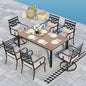 Sophia & William Outdoor Patio Dining Set for 6 | Outdoor Table and Chairs | Removable Seat Cushions | 4 Fixed Chairs | 2 Swivel Patio Dining Chairs | 64" Metal Tabletop with Wood Texture