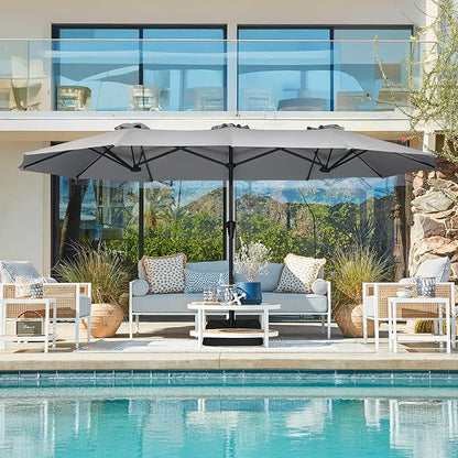 SUPERJARE 13FT Outdoor Umbrella for Patio, Double sided Pool Umbrellas with Fade Resistant Canopy, Large Table Umbrella for Deck, Market, Backyard - Gray