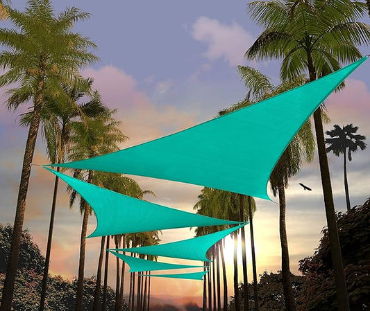 Amgo Custom Size 13' x 13' x 13' Turquoise Triangle Sun Shade Sail UPF50+ AGTAPRT12, Order to Make Canopy Awning, 95% UV Blockage, Water & Air Permeable, Commercial Standard (We Customize)