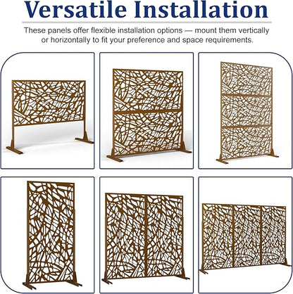 Outdoor Privacy Screen,72" H×47" W Metal Privacy Screen, Freestanding Privacy Fence Panels for Patio