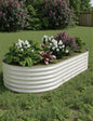 GarveeLife 8x4x1.5 ft Galvanized Raised Garden Bed - 18“ Tall Metal Planter Box for Vegetables, Flowers, Herbs, Rust-Resistant Outdoor Garden Box, Easy Assembly Raised Beds for Gardening, Beige