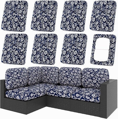Cushion Covers 8-Piece Set, Stretch Fit Baroque Print, Machine Washable