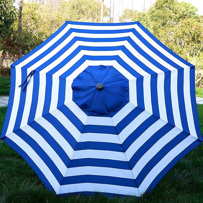Blissun 9' Outdoor Patio Umbrella, Outdoor Table Umbrella, Yard Umbrella, Market Umbrella with 8 Sturdy Ribs, Push Button Tilt and Crank