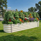 YITAHOME 17" Tall 9 in 1 Raised Garden Bed Kit,96x24 in Large Galvanized Metal Planter Box with Gloves & Safety Rubber, Outdoor Flower Bed for Plants Vegetables Flowers, White