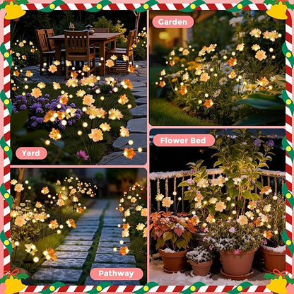 Solar Garden Lights, Warm White LED Swaying Solar Flowers Light for Outside, Waterproof Garden Decor, Outdoor Decorative Lights Yard, Patio, Pathway Decoration Gardening Gifts (8 Pack)