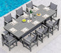 SERWALL 9 Piece Outdoor Dining Set, 84" HDPE Outdoor Large Table and Texilene Chairs for 8，All Weather Patio Dining Furniture Set with Umbrella Hole for Backyard, Garden, Gray